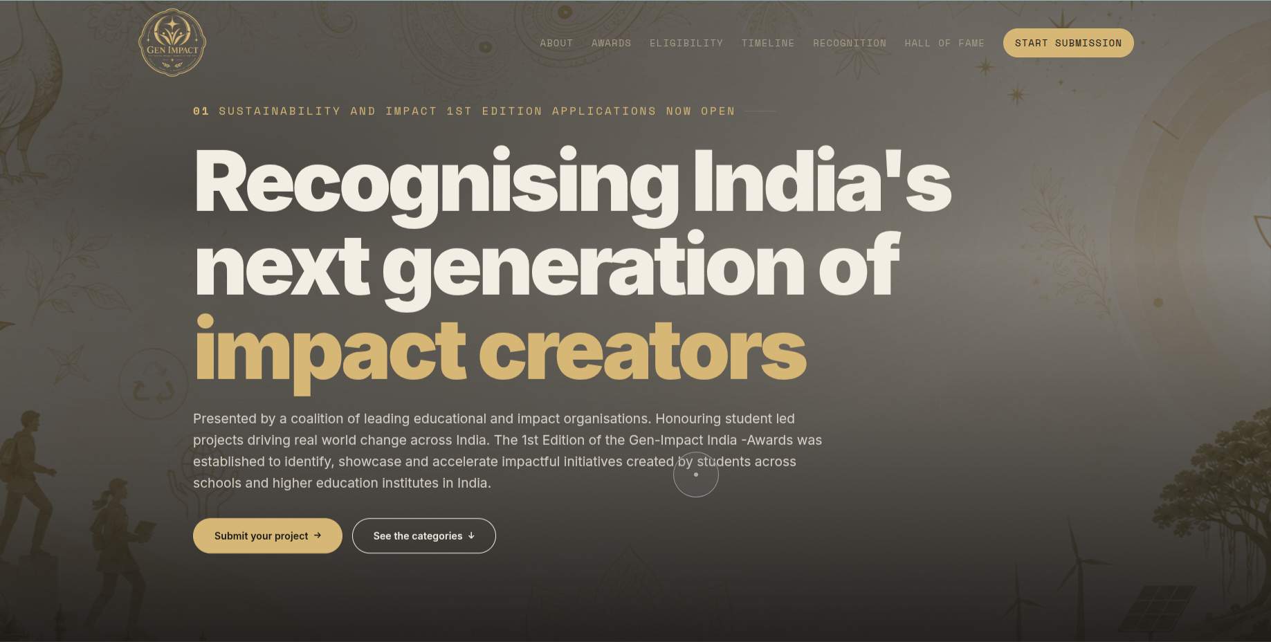 Gen-Impact India Awards: Custom Website Development project screenshot